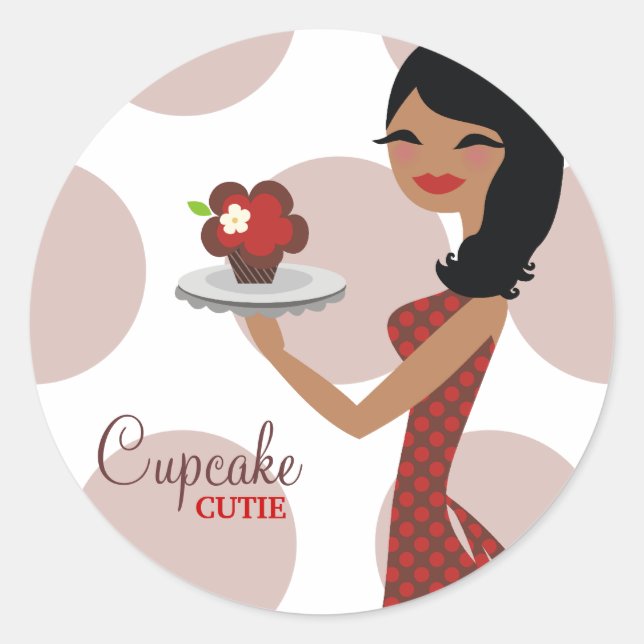 311-Candie Cupcake Süsse Rot-Braun Aufkleber (Vorderseite)