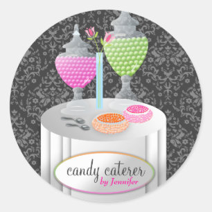 311-Candy grauer Damast des Runder Aufkleber