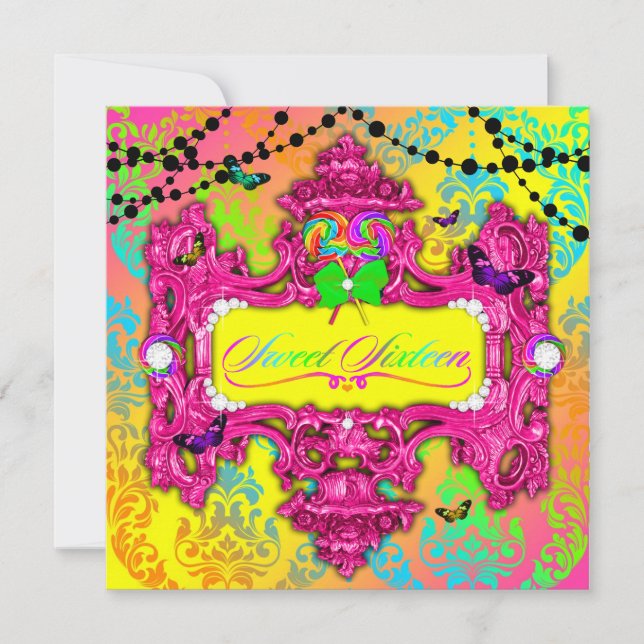 311 Candy Wonderland Pink Sweet 16 Einladung (Vorderseite)