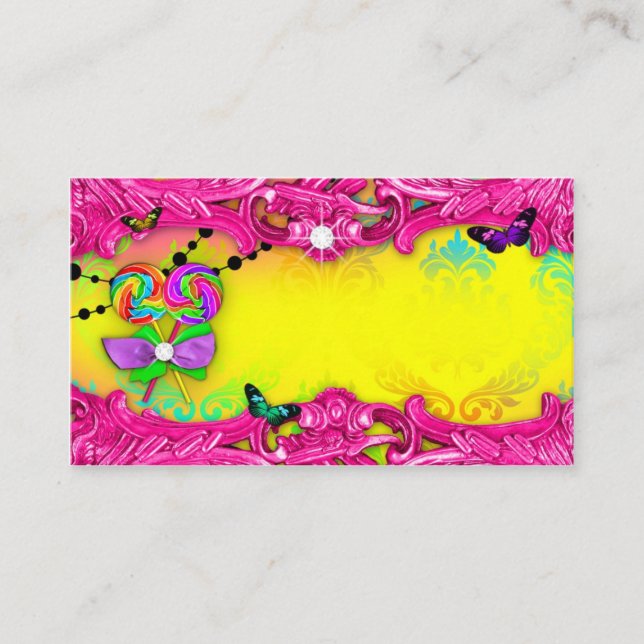 311 Candy Wonderland Pink Sweet 16 Platzkarten (Vorderseite)