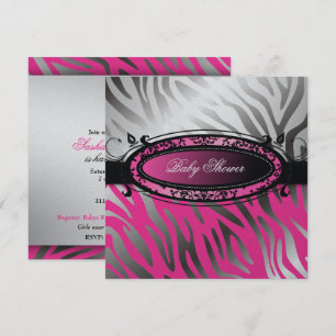 311-C'est Luxueux Hot Momma Pink Zebra Baby Einladung