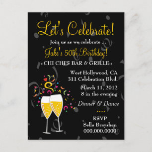 311-CHAMPAGNER FEIER EINLADUNGSPOSTKARTE