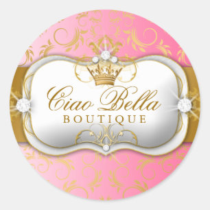 311 Ciao Bella das goldene göttliche Rosa Runder Aufkleber