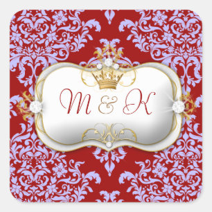 311 Ciao Bella & Lovey Dovey Damask Red Lila Quadratischer Aufkleber