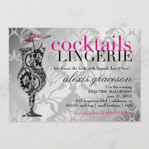 311 Cocktails & Lingerie Lace Metallic Einladung