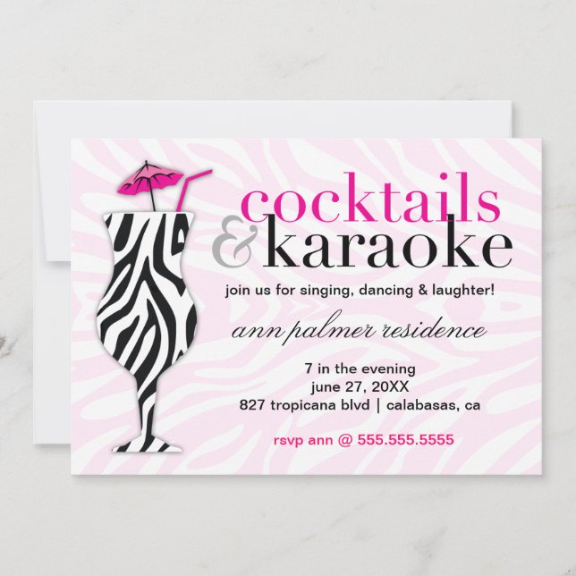 311 Cocktails u. KaraokeZebra Einladung (Vorderseite)