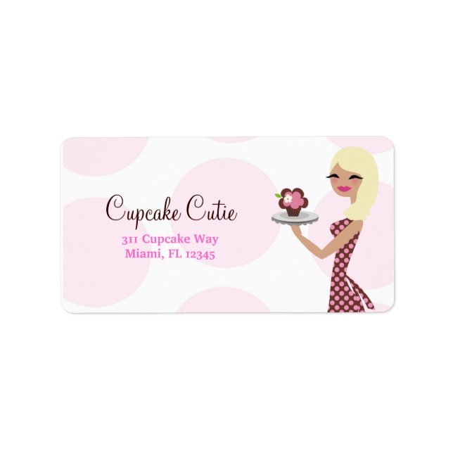 311-Cupcake-Süsse - Leichter Wavy Blond Adressaufkleber (Vorne)