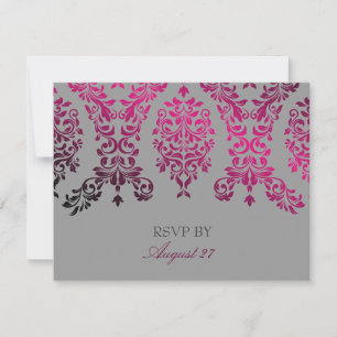 311-Dashing Damask Night Magenta Light Gray RSVP Karte
