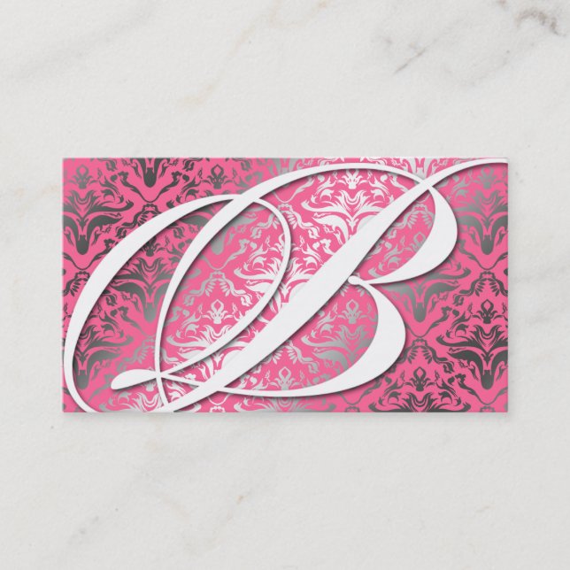 311-Dazzle ich Damast - b-Monogramm-Rosa Visitenkarte (Vorderseite)