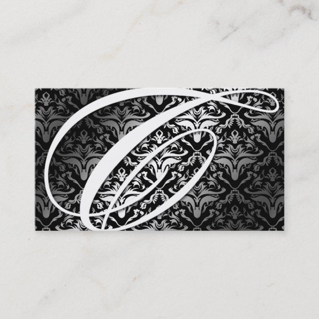 311-Dazzle ich Damast - c-Monogramm-Schwarzes Visitenkarte (Vorderseite)