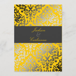 311 Dazzling Damask Gelb Karkohle Grauband Einladung