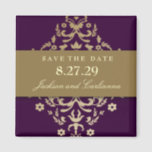 311-Dazzling Damask Gold Ivory Eggplant Magnet<br><div class="desc">Design von Jill McAmis,  Copyright 2010. Dazzling Damask Gold Ivory Eggplant ...  Backgruond Farbe kann auf jede beliebige Zazzle Farbe,  die Sie wählen.</div>