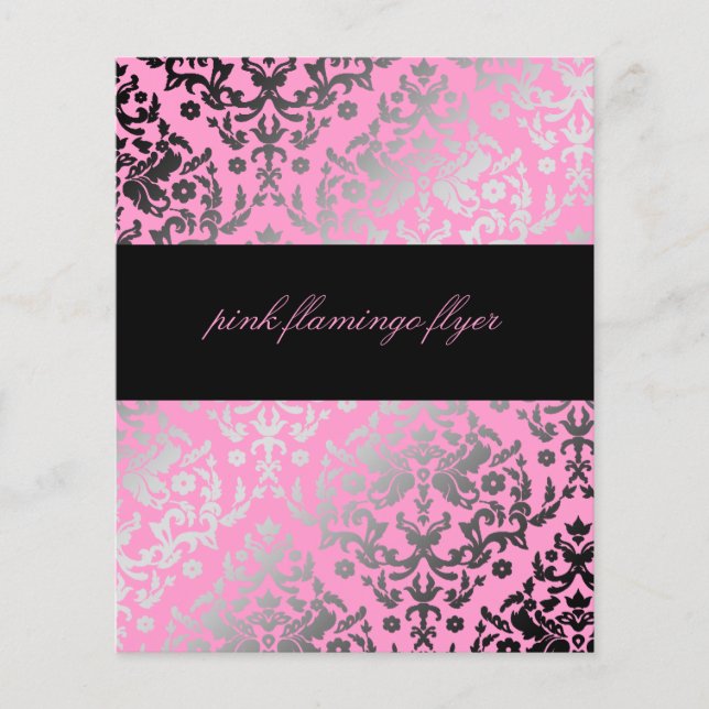 311-Dazzling Damask Pink Flamingo Flyer (Vorne)