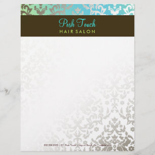 311-Dazzling Damask Türkis & Limette Letterhead Briefkopf