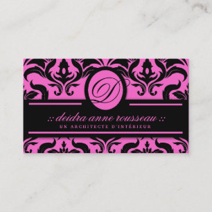 311 Deidra Damast-Rosa-Lakritze-Monogramm Visitenkarte
