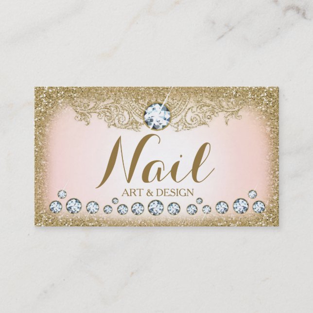 311 Diamant-Vintager bezaubernder GoldGlitzer Visitenkarte (Vorderseite)