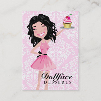 311 Dollface Nachtische Kohlie rosa Damast 3,5 x 2 Visitenkarte