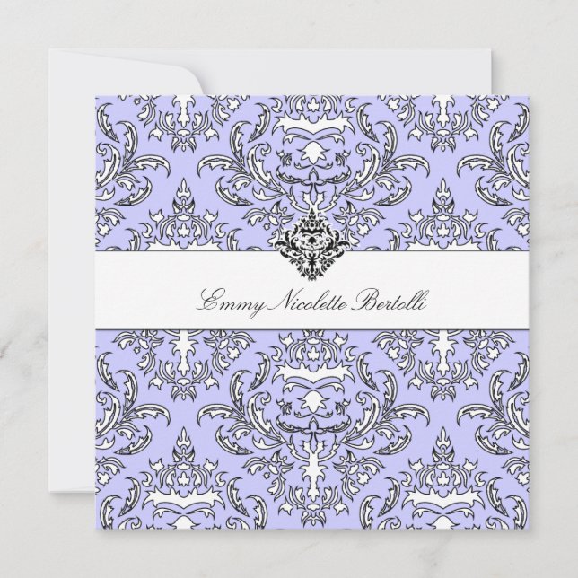311-Emmy Perry Winkle Damask Einladung (Vorderseite)