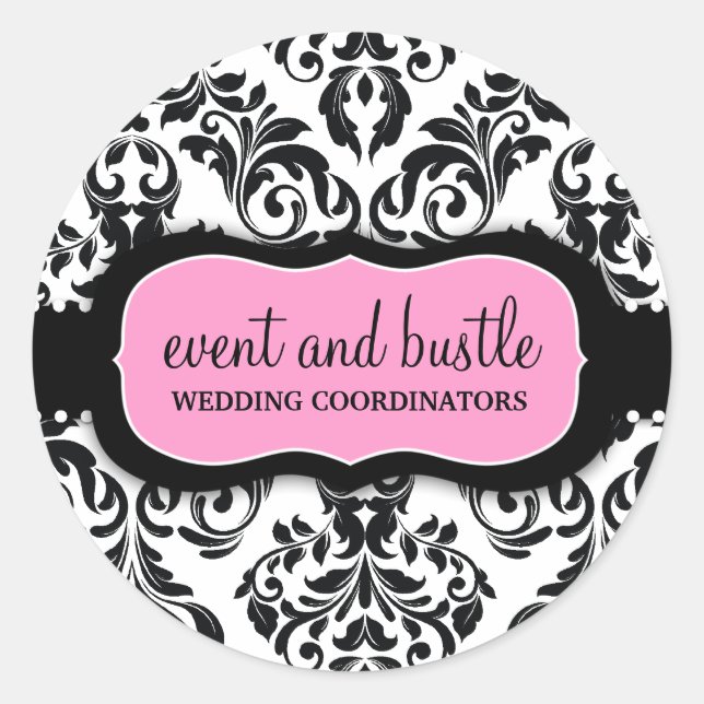 311 Event & Bustle White Damask Runder Aufkleber (Vorderseite)