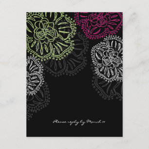 311-florale Flatter-RSVP-Karte Elegant Noir RSVP Karte