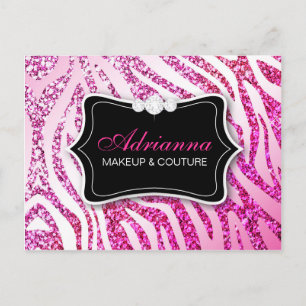 311 Glitzer Zebra Pink Geschenkgutschein Postkarte