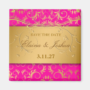 311-Golden diVine Passion Pinkt Save the Date Magnet