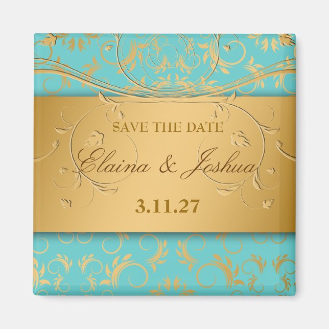311-Golden diVine Türkis Rapture Save the Date Magnet (Vorne)