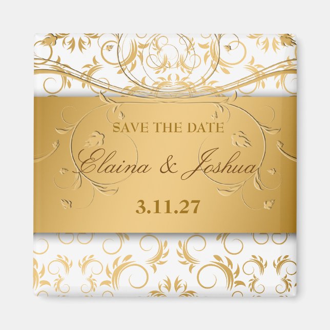 311-Golden diVine Weißer Traum Save the Date Magnet (Vorne)