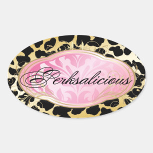 311 Golden Leopard-Spots in rauer Boutique Ovaler Aufkleber