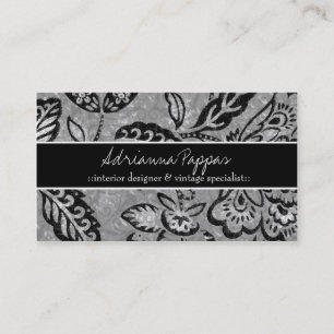 311 GRAUES SCHWARZES MIT BLUMENVINTAGES VISITENKARTE