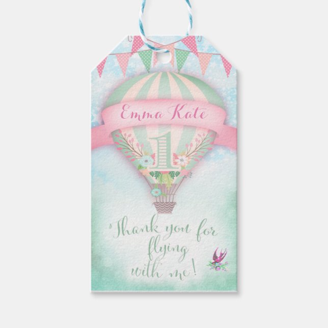 311 Hot Air Ballon Tag Danke Tag Geschenkanhänger (Vorderseite)