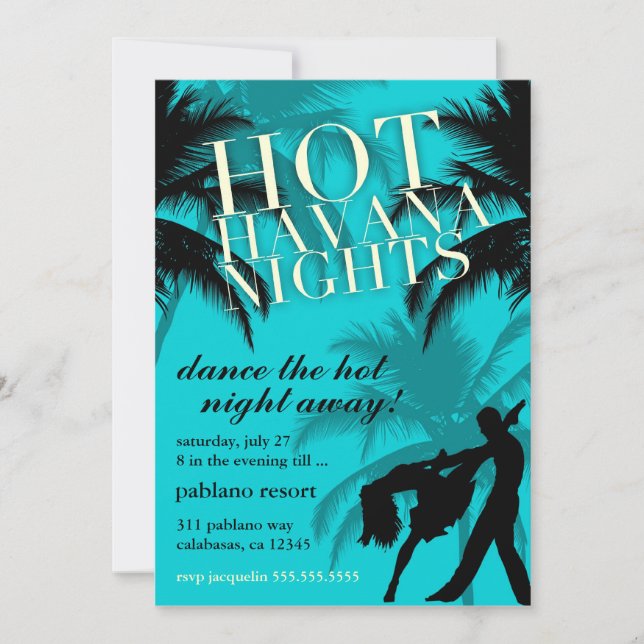311 Hot Havanna Nights Aqua Black Einladung (Vorderseite)