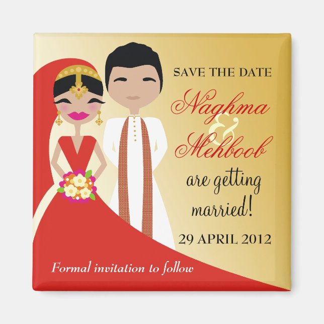 311 Indian Beauty Bride mit Groom Magnet (Vorne)