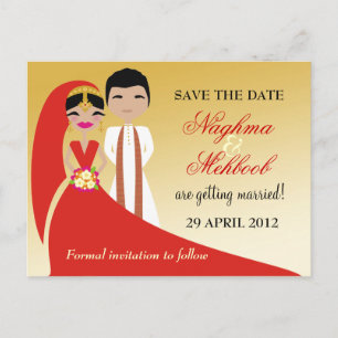 311 Indische Braut und Bräuche Save the Date Ankündigungspostkarte