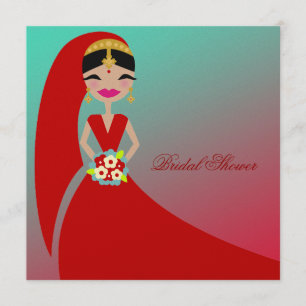 311-indische Schönheit Brautparty Turquoise Dream Einladung