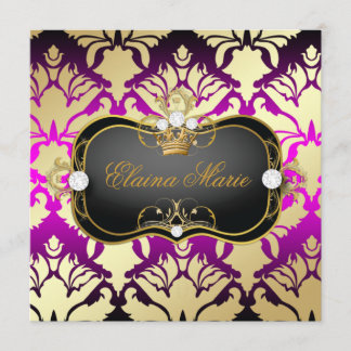 311 Jet Black Ciao Bella Pink Sass 16 . Geburtstag Einladung