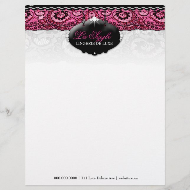 311-Lace De Luxe - rosa Diamanten Briefbogen (Vorderseite)