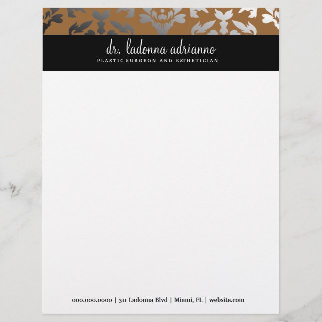 311 Ladonna Damask Bronze Briefbogen (Vorderseite)