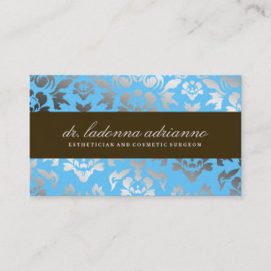 311 Ladonna Damast-aquamarine metallische Visitenkarte