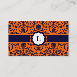 311 Lauren Damast-Monogramm-Orange Visitenkarte