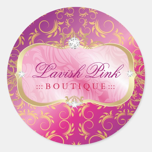 311 Lavisch-rosa Platter Golden Govine Pink Pout Runder Aufkleber (Vorderseite)