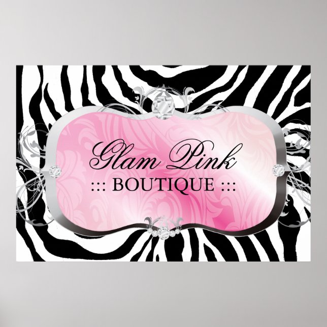 311 Lavish Pink Platter Zebra Silver Poster (Vorne)