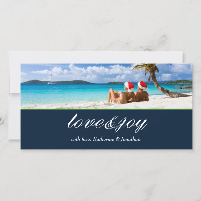 311-Liebe & Joy Custom Foto Navy Blue Feiertagskarte (Vorderseite)