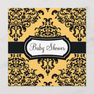 311 Lovey Dovey Damask Babydusche Kanarengelb Einladung