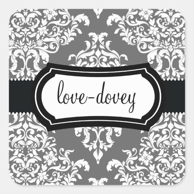 311 Lovey Dovey Damask Sticker Gray (Vorderseite)