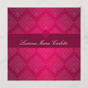 311 Luciana Hot Pink Fade Damask Einladung