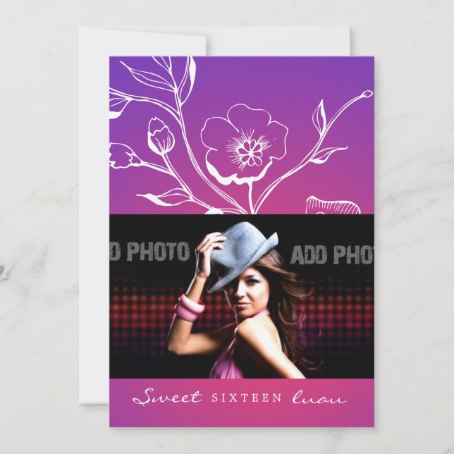 311-Lush Lila Radiance 16 . Geburtstag Einladung (Vorderseite)