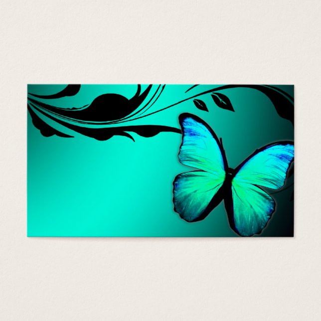 311 Lustrous Butterfly Türkis Blue Name Card (Vorderseite)