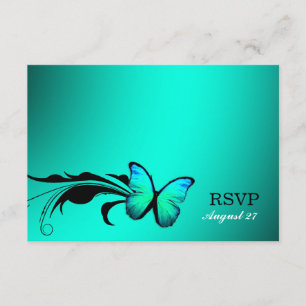 311 Lustrous Butterfly Türkis Blue UAWG RSVP Karte