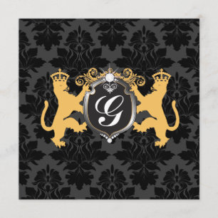 311 Luxe Lion Heraldry Yellow Baby Dusche Einladung